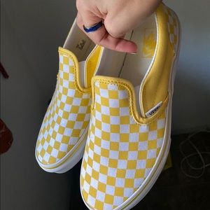 💛VANS | $50 TODAY‼️Yellow checkered slip ons✨